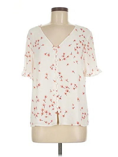 Pre-owned Cece Short Sleeve Blouse In White