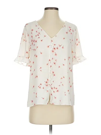 Pre-owned Cece Short Sleeve Blouse In White