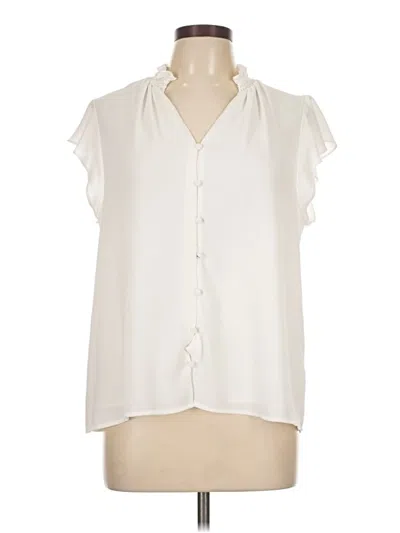 Pre-owned Cece Short Sleeve Blouse In White