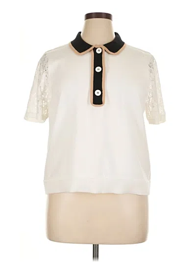 Pre-owned Cece Short Sleeve Blouse In White