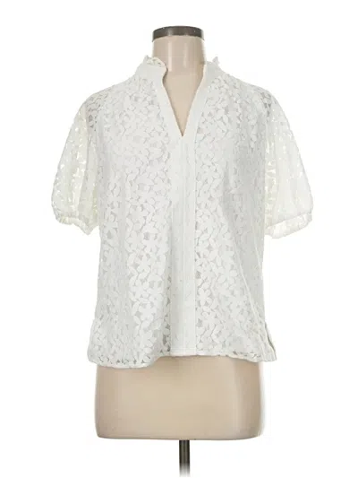 Pre-owned Cece Short Sleeve Blouse In White