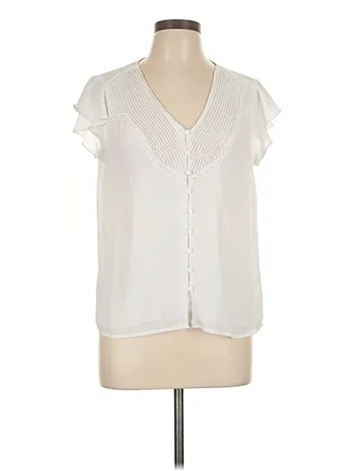 Pre-owned Cece Short Sleeve Blouse In White