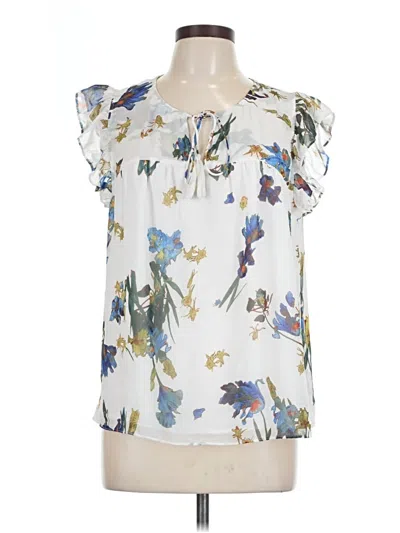 Pre-owned Cece Short Sleeve Blouse In White