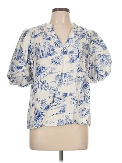 Pre-owned Cece Short Sleeve Blouse In White