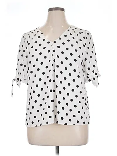 Pre-owned Cece Short Sleeve Blouse In White