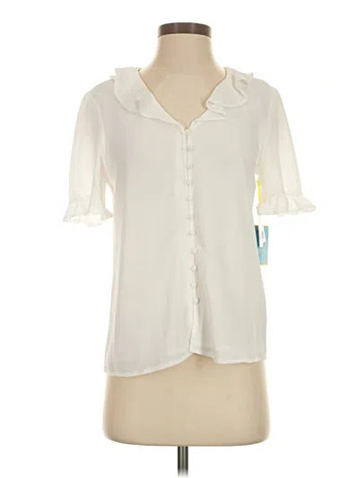 Cece Short Sleeve Blouse In White