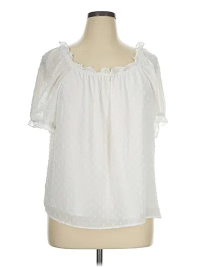 Pre-owned Cece Short Sleeve Blouse In White