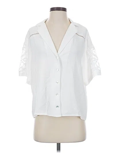 Pre-owned Cece Short Sleeve Blouse In White