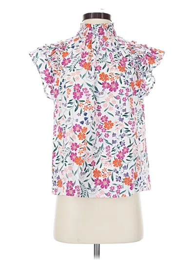 Pre-owned Cece Short Sleeve Blouse In White