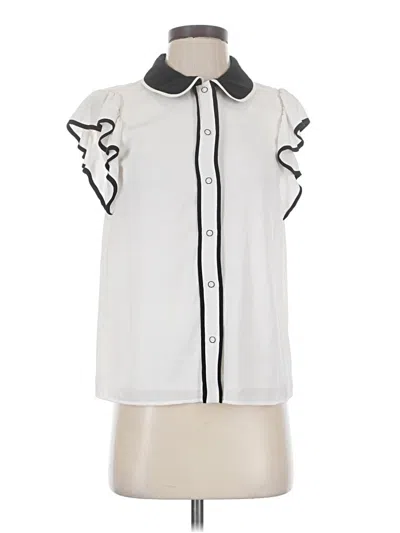 Pre-owned Cece Short Sleeve Blouse In White