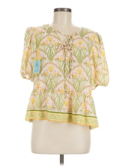 Pre-owned Cece Short Sleeve Blouse In Yellow