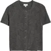 Cece Short Sleeve Bow Button Cardigan In Gray