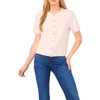 Cece Short Sleeve Bow Button Cardigan In Pink