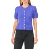 Cece Short Sleeve Cardigan In Blue
