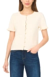 Cece Short Sleeve Cotton Blend Cardigan In Neutral