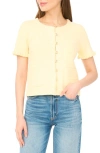 Cece Short Sleeve Cotton Blend Cardigan In Yellow