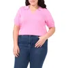Cece Short Sleeve Cotton Blend Polo Sweater In Pink