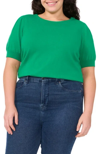 Cece Short Sleeve Cotton Sweater In Electric Green