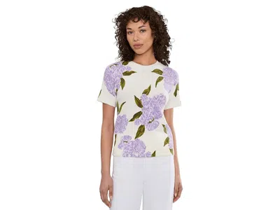 Cece Short Sleeve Hydrangea Sweater In Multi