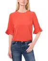 Cece Ruffle Cuff Blouse In Brown