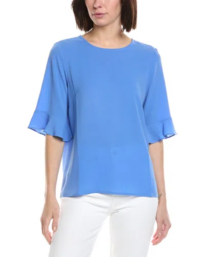 Cece Short Sleeve Ruff Cuff Crew Neck Blouse In Blue