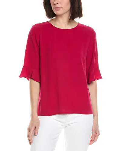 Cece Short Sleeve Ruff Cuff Crew Neck Blouse In Pink