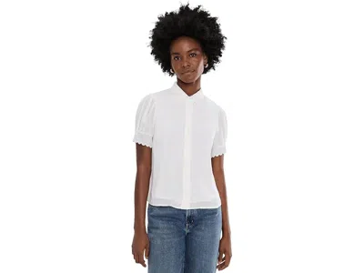 Cece Short Sleeve Scallop Top In White