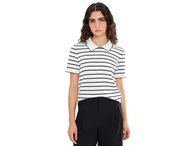 Cece Short Sleeve Stripe Collared Sweater Women's Sweater New Ivory: Sm In White