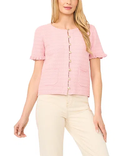 Cece Short Sleeve Sweater Jacket In Pink