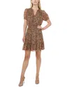 Cece Floral Print Ruffle Minidress In Black