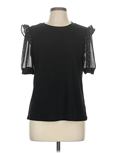 Pre-owned Cece Short Sleeve Top Black Cold Shoulder Neckline Tops