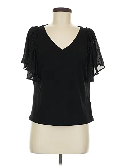 Pre-owned Cece Short Sleeve Top Black Cold Shoulder Neckline Tops