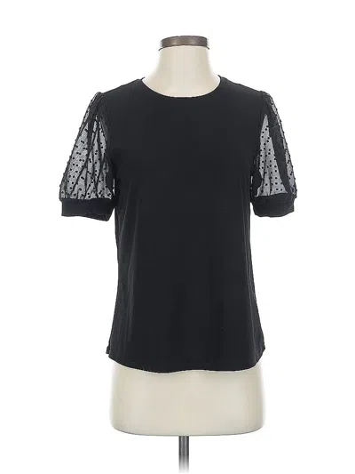 Pre-owned Cece Short Sleeve Top Black Crew Neck Tops