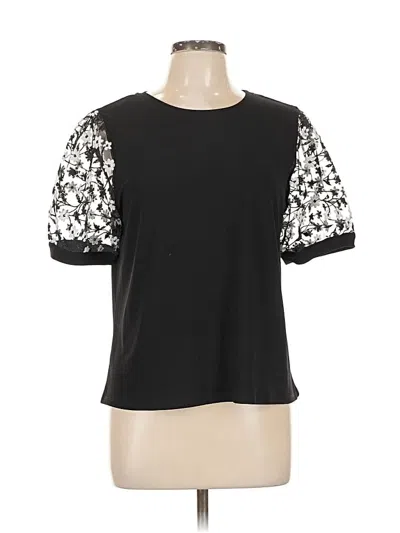 Pre-owned Cece Short Sleeve Top Black Crew Neck Tops