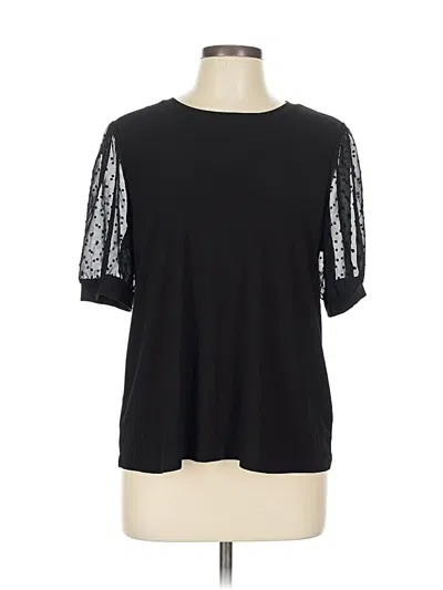 Pre-owned Cece Short Sleeve Top Black Crew Neck Tops