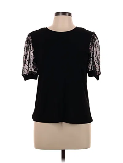 Pre-owned Cece Short Sleeve Top Black Crew Neck Tops