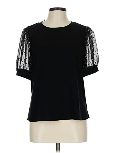 Pre-owned Cece Short Sleeve Top Black Crew Neck Tops