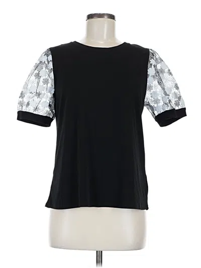 Pre-owned Cece Short Sleeve Top Black Crew Neck Tops