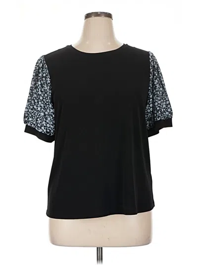 Pre-owned Cece Short Sleeve Top Black Crew Neck Tops