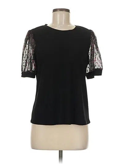 Pre-owned Cece Short Sleeve Top Black Crew Neck Tops
