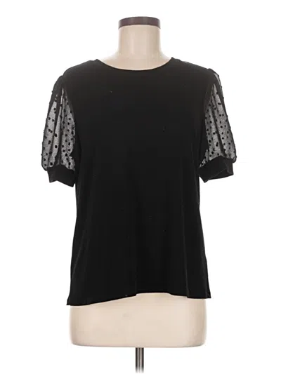 Pre-owned Cece Short Sleeve Top Black Crew Neck Tops