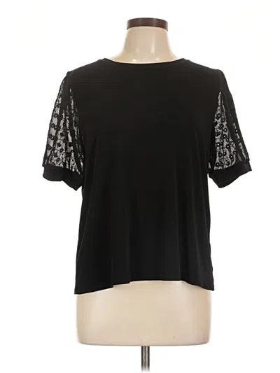 Pre-owned Cece Short Sleeve Top Black Crew Neck Tops