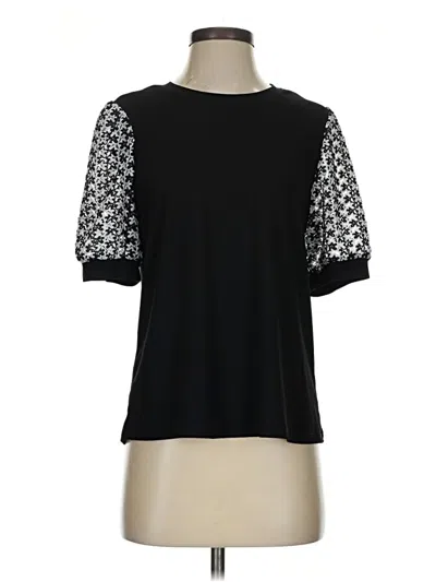 Pre-owned Cece Short Sleeve Top Black Crew Neck Tops