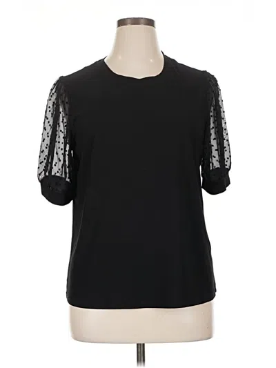 Pre-owned Cece Short Sleeve Top Black Crew Neck Tops