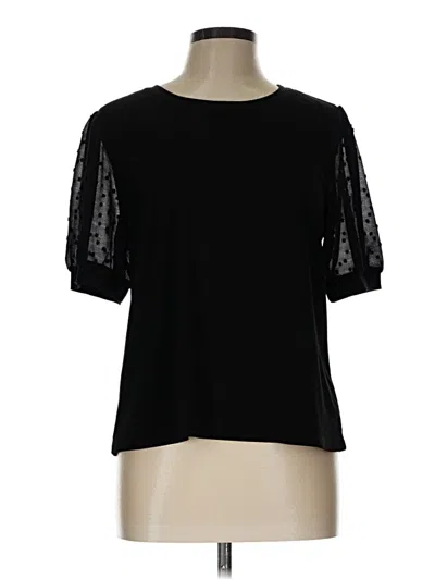 Pre-owned Cece Short Sleeve Top Black Crew Neck Tops