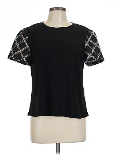 Pre-owned Cece Short Sleeve Top Black Crew Neck Tops