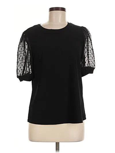 Pre-owned Cece Short Sleeve Top Black Crew Neck Tops