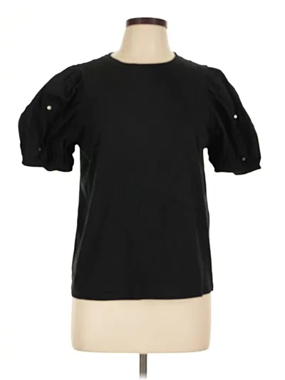 Pre-owned Cece Short Sleeve Top Black Crew Neck Tops