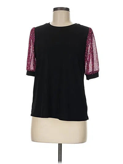 Pre-owned Cece Short Sleeve Top Black Crew Neck Tops