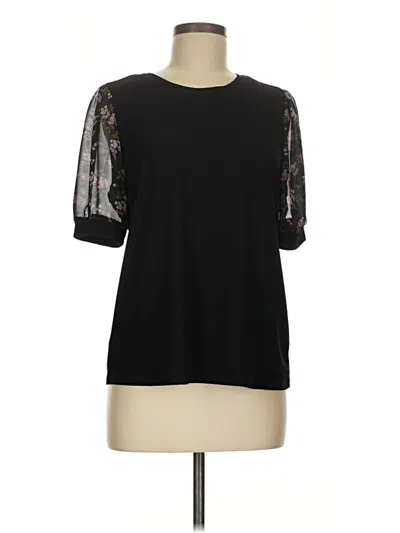 Pre-owned Cece Short Sleeve Top Black Crew Neck Tops
